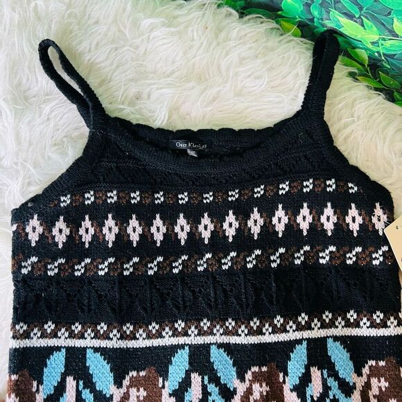Vintage style / crotchet style black floral boho casual tank top L/ XL - Picture 6 of 9